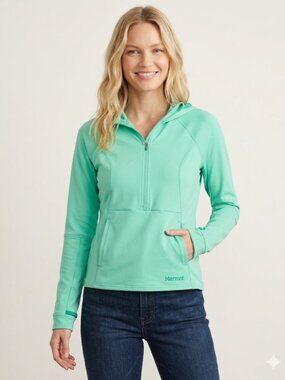 Marmot Zenyatta Half Zip Hooded Softshell Hiking Climbing Jacket Mint Green XS